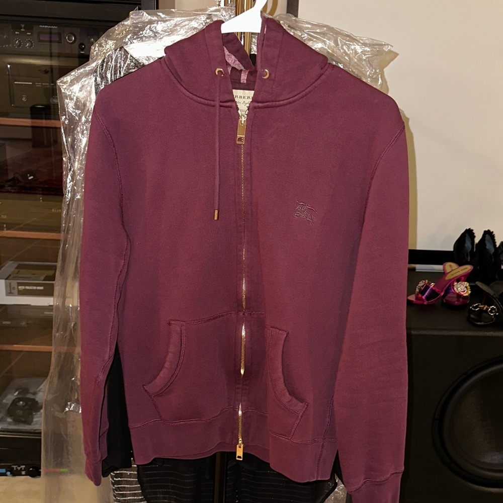 Burberry Maroon Zip-Up Jacket